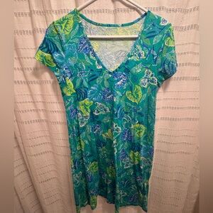Lilly Pulitzer Teal and Lime Leaf Dress